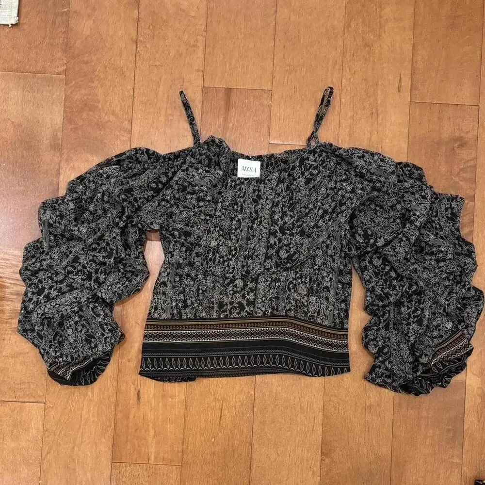 Misa boho billow sleeve top Sz. S - Picture 2 of 3